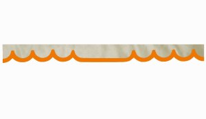 Wildlederoptik Lkw Scheibenbordüre mit Kunstlederkante, doppelt verarbeitet beige orange Wellenform 23 cm