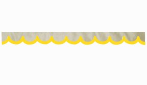 Wildlederoptik Lkw Scheibenbordüre mit Kunstlederkante, doppelt verarbeitet beige gelb Bogenform 23 cm