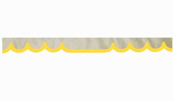 Skivbård i mockalook med kant i konstläder, dubbelbearbetad beige gul vågform 23 cm