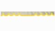 Skivbård i mockalook med kant i konstläder, dubbelbearbetad beige gul vågform 23 cm