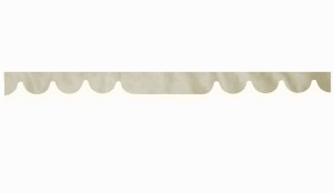 Wildlederoptik Lkw Scheibenbordüre mit Kunstlederkante, doppelt verarbeitet beige weiß Wellenform 23 cm