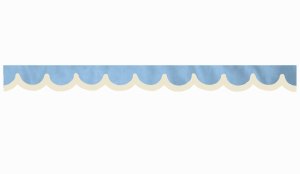 Skivbård i mockalook med kant i läderimitation, dubbelbearbetad ljusblå beige* böjd form 23 cm