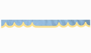 Skivbård i mockalook med kant i läderimitation, dubbelbearbetad ljusblå beige* Vågform 23 cm