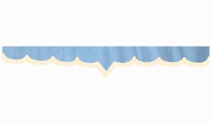 Skivbård i mockalook med kant i läderimitation, dubbelbearbetad ljusblå beige* V-form 23 cm