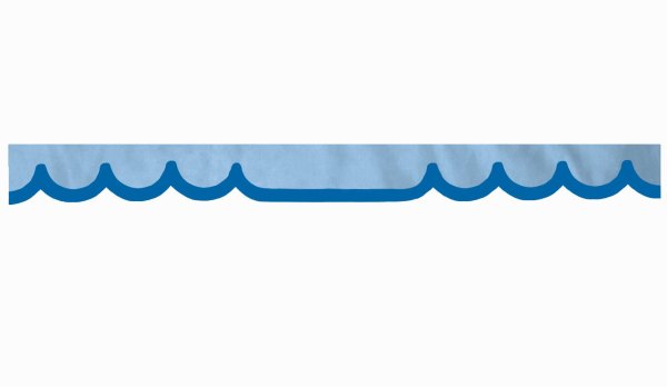 Wildlederoptik Lkw Scheibenbordüre mit Kunstlederkante, doppelt verarbeitet hellblau blau* Wellenform 23 cm