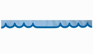 Skivbård i mockalook med kant i konstläder, dubbelbearbetad ljusblå blå* Vågform 23 cm