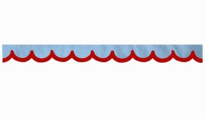 Wildlederoptik Lkw Scheibenbordüre mit Kunstlederkante, doppelt verarbeitet hellblau rot* Bogenform 23 cm