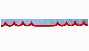 Skivbård i mockalook med kant i läderimitation, dubbelbearbetad ljusblå röd* Bågform 23 cm