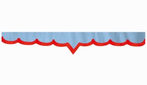 Skivbård i mockalook med kant i konstläder, dubbelbearbetad ljusblå röd* V-form 23 cm