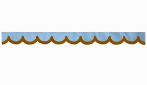 Wildlederoptik Lkw Scheibenbord&uuml;re mit Kunstlederkante, doppelt verarbeitet hellblau caramel Bogenform 23 cm