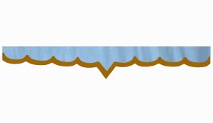 Wildlederoptik Lkw Scheibenbordüre mit Kunstlederkante, doppelt verarbeitet hellblau caramel V-Form 23 cm
