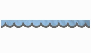 Wildlederoptik Lkw Scheibenbordüre mit Kunstlederkante, doppelt verarbeitet hellblau grau Bogenform 23 cm