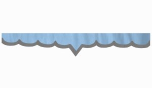 Wildlederoptik Lkw Scheibenbordüre mit Kunstlederkante, doppelt verarbeitet hellblau grau V-Form 23 cm