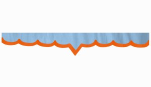 Wildlederoptik Lkw Scheibenbordüre mit Kunstlederkante, doppelt verarbeitet hellblau orange V-Form 23 cm