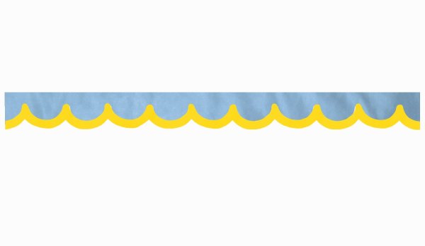 Disco in similpelle scamosciata con bordo in similpelle, doppia finitura azzurro giallo a forma di arco 23 cm
