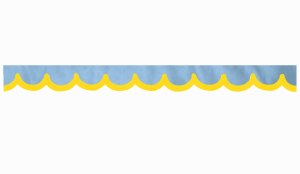 Wildlederoptik Lkw Scheibenbordüre mit Kunstlederkante, doppelt verarbeitet hellblau gelb Bogenform 23 cm
