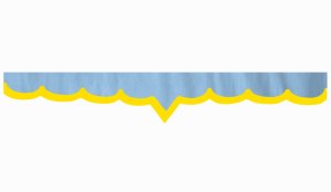 Skivb&aring;rd i mockalook med kant i konstl&auml;der, dubbelbearbetad ljusbl&aring; gul V-form 23 cm