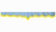 Wildlederoptik Lkw Scheibenbordüre mit Kunstlederkante, doppelt verarbeitet hellblau gelb V-Form 23 cm