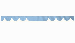 Wildlederoptik Lkw Scheibenbord&uuml;re mit Kunstlederkante, doppelt verarbeitet hellblau wei&szlig; Wellenform 23 cm