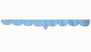 Wildlederoptik Lkw Scheibenbordüre mit Kunstlederkante, doppelt verarbeitet hellblau weiß V-Form 23 cm