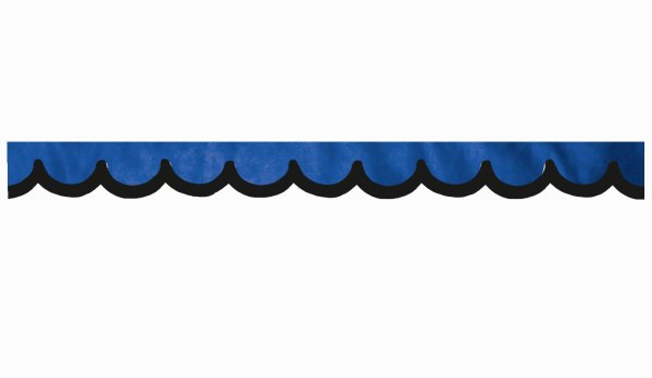 Wildlederoptik Lkw Scheibenbordüre mit Kunstlederkante, doppelt verarbeitet dunkelblau schwarz Bogenform 23 cm
