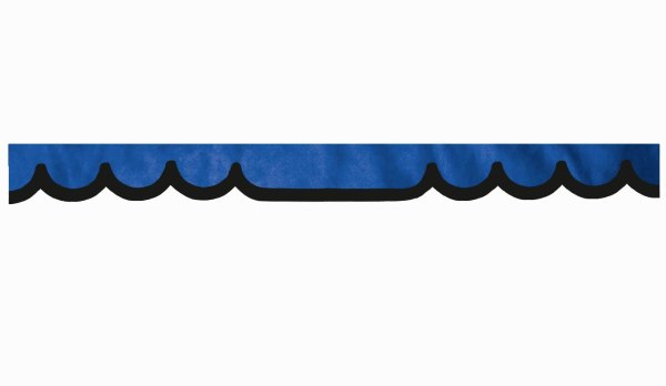 Wildlederoptik Lkw Scheibenbordüre mit Kunstlederkante, doppelt verarbeitet dunkelblau schwarz Wellenform 23 cm