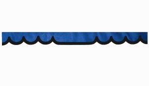 Wildlederoptik Lkw Scheibenbord&uuml;re mit Kunstlederkante, doppelt verarbeitet dunkelblau schwarz Wellenform 23 cm