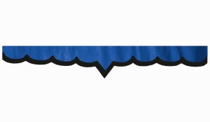 Skivbård i mockalook med kant i konstläder, dubbelbearbetad mörkblå svart V-form 23 cm