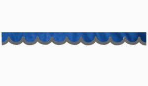 Wildlederoptik Lkw Scheibenbordüre mit Kunstlederkante, doppelt verarbeitet dunkelblau grau Bogenform 23 cm