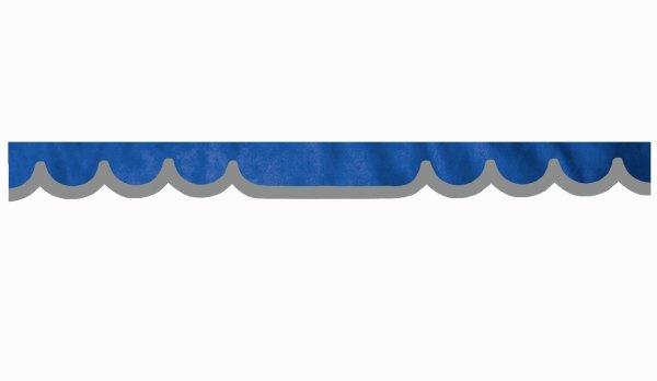 Wildlederoptik Lkw Scheibenbordüre mit Kunstlederkante, doppelt verarbeitet dunkelblau grau Wellenform 23 cm