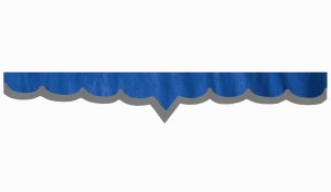 Wildlederoptik Lkw Scheibenbordüre mit Kunstlederkante, doppelt verarbeitet dunkelblau grau V-Form 23 cm