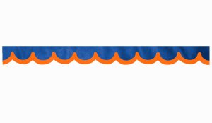 Wildlederoptik Lkw Scheibenbordüre mit Kunstlederkante, doppelt verarbeitet dunkelblau orange Bogenform 23 cm