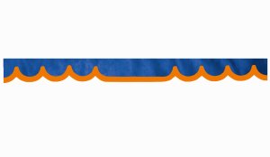 Wildlederoptik Lkw Scheibenbordüre mit Kunstlederkante, doppelt verarbeitet dunkelblau orange Wellenform 23 cm