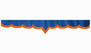 Wildlederoptik Lkw Scheibenbordüre mit Kunstlederkante, doppelt verarbeitet dunkelblau orange V-Form 23 cm