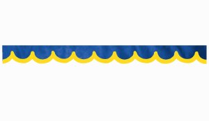 Wildlederoptik Lkw Scheibenbord&uuml;re mit Kunstlederkante, doppelt verarbeitet dunkelblau gelb Bogenform 23 cm