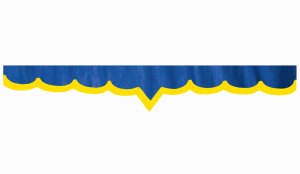 Wildlederoptik Lkw Scheibenbordüre mit Kunstlederkante, doppelt verarbeitet dunkelblau gelb V-Form 23 cm