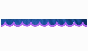 Wildlederoptik Lkw Scheibenbord&uuml;re mit Kunstlederkante, doppelt verarbeitet dunkelblau flieder Bogenform 23 cm