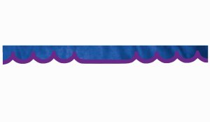 Wildlederoptik Lkw Scheibenbordüre mit Kunstlederkante, doppelt verarbeitet dunkelblau flieder Wellenform 23 cm