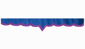Wildlederoptik Lkw Scheibenbordüre mit Kunstlederkante, doppelt verarbeitet dunkelblau flieder V-Form 23 cm