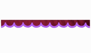 Skivbård i mockalook med kant i konstläder, dubbelfärgad bordeauxlila bågform 23 cm