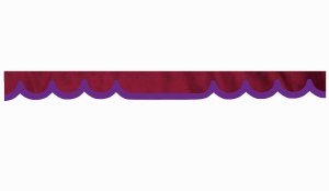 Skivbård i mockalook med kant i konstläder, dubbelfärgad bordeauxlila vågform 23 cm