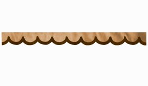 Skivbård i mockalook med kant i läderimitation, dubbelfärgad karamellbrun* böjd form 23 cm
