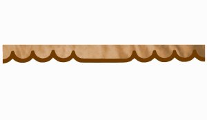 Wildlederoptik Lkw Scheibenbordüre mit Kunstlederkante, doppelt verarbeitet caramel braun* Wellenform 23 cm