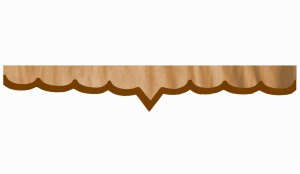 Wildlederoptik Lkw Scheibenbordüre mit Kunstlederkante, doppelt verarbeitet caramel braun* V-Form 23 cm