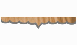 Wildlederoptik Lkw Scheibenbord&uuml;re mit Kunstlederkante, doppelt verarbeitet caramel grau V-Form 23 cm
