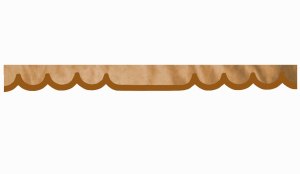 suedelook truck pane border with leatherette edge, Double processed caramel grizzly Wave form 23 cm