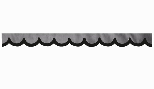 Bård för lastbilsfönster i mockalook med kant i konstläder, dubbelfinish grå svart bågform 23 cm