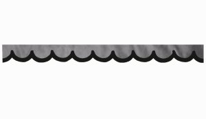 Wildlederoptik Lkw Scheibenbord&uuml;re mit Kunstlederkante, doppelt verarbeitet grau schwarz Bogenform 23 cm