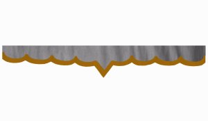 Wildlederoptik Lkw Scheibenbordüre mit Kunstlederkante, doppelt verarbeitet grau caramel V-Form 23 cm
