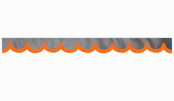 Wildlederoptik Lkw Scheibenbordüre mit Kunstlederkante, doppelt verarbeitet grau orange Bogenform 23 cm